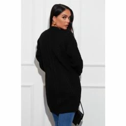 Girl In Mind Black Cable Knit Cardigan -Girl In Mind unnamed file 1643