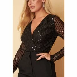 Girl In Mind Black Regular Petite Sequin Bodysuit 12 Girl In Mind Black Regular Petite Sequin Bodysuit -Girl In Mind unnamed file 1668