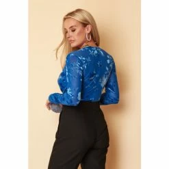 Girl In Mind Blue Eloise Floral Wrap Long Sleeve Bodysuit -Girl In Mind unnamed file 1674