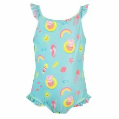 Character Blue Peppa Pig Girls Printed Frill Swimsuit