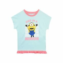 Character Blue Minions Short Sleeve Pyjamas With Frill Hem -Girl In Mind unnamed file 711