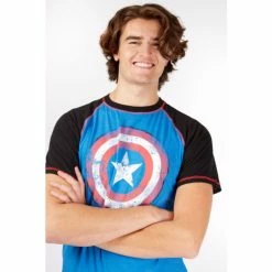 Character Black/Blue Mens Disney Marvel Captain America Pyjamas -Girl In Mind unnamed file 718
