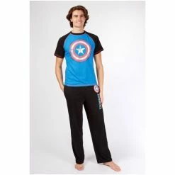 Character Black/Blue Mens Disney Marvel Captain America Pyjamas -Girl In Mind unnamed file 720