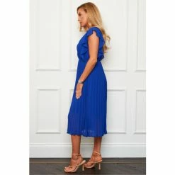 Girl In Mind Blue Sylvie Pleated Flutter Sleeve Midi Dress -Girl In Mind unnamed file 968