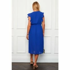 Girl In Mind Blue Sylvie Pleated Flutter Sleeve Midi Dress -Girl In Mind unnamed file 969