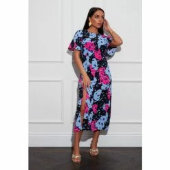 Girl In Mind Blue Regular Britney Angel Sleeve Midi Dress