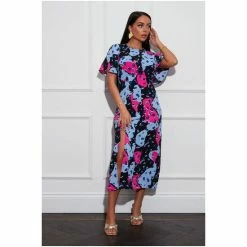 Girl In Mind Blue Regular Britney Angel Sleeve Midi Dress -Girl In Mind unnamed file 987